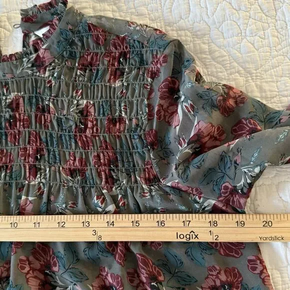 Dark Floral Victorian Top Small Whimsigoth Regency Blouse Career Dark Floral - Picture 6 of 9